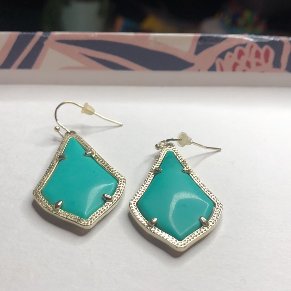 Kendra Scott Teal Gold Alex Earrings
